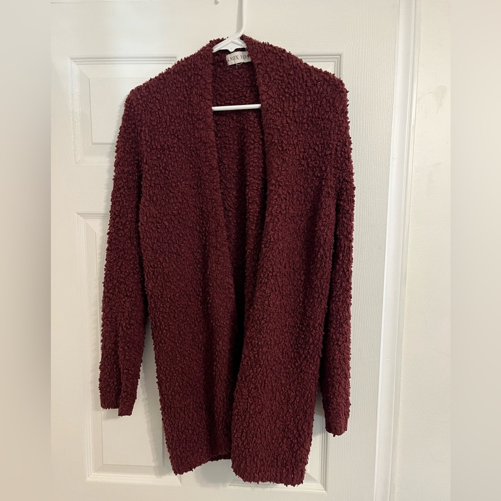 Maroon Fuzzy Knox Rose Sweater